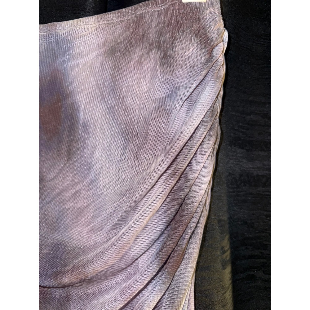 RSQ Small Mesh Ruched Maxi Skirt Purple Gray Tie Dye Bodycon Stretch - Picture 2 of 6